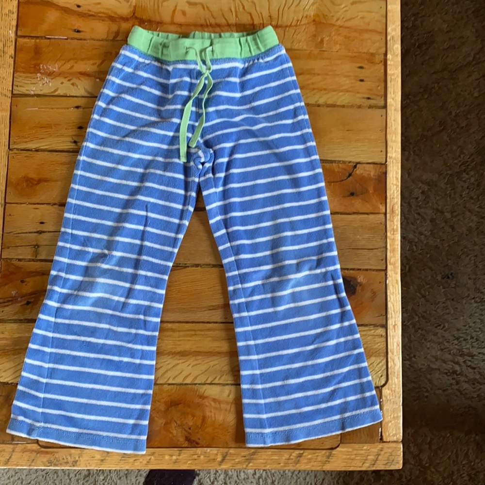 Mini Boden Toweling Pants Blue White Stripe size 6